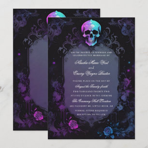 Dark Lila Gothic Boho Blumenschmuck Hochzeit Einladung