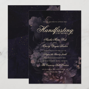 Dark Lila Gothic Boho Floral Handfasting Einladung