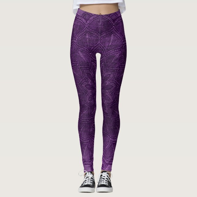 Dark Lila Mandala Leggings (Vorderseite)
