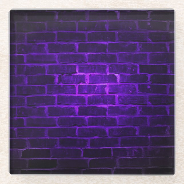 DARK LILA NEON BRICK WALL SIEHT AUS GLASUNTERSETZER (Vorderseite)