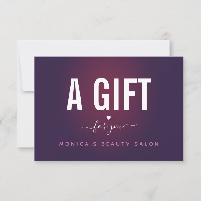 Dark Lila Ombre Romantic Heart Editable Voucher (Vorderseite)