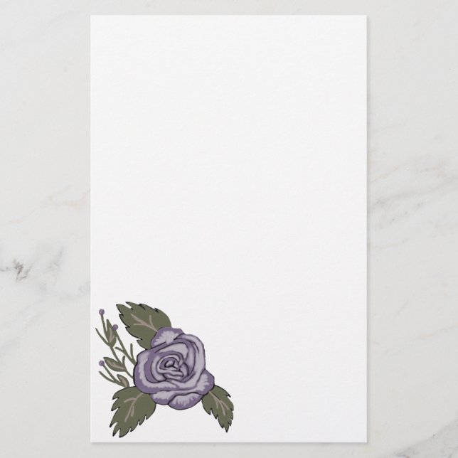 Dark Lila Rose Stationery Briefpapier (Vorderseite)