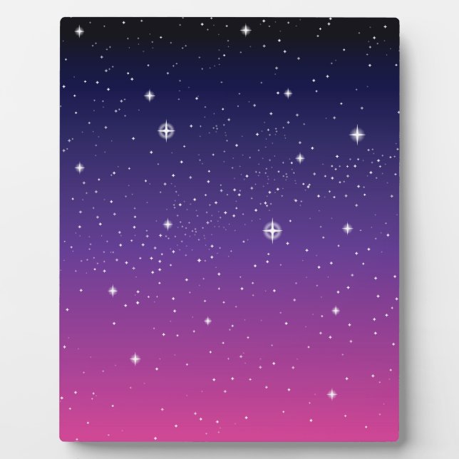 Dark Lila Starry Night Sky Fotoplatte (Vorderseite)