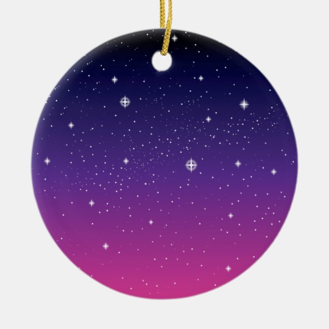 Dark Lila Starry Night Sky Keramik Ornament (Vorne)