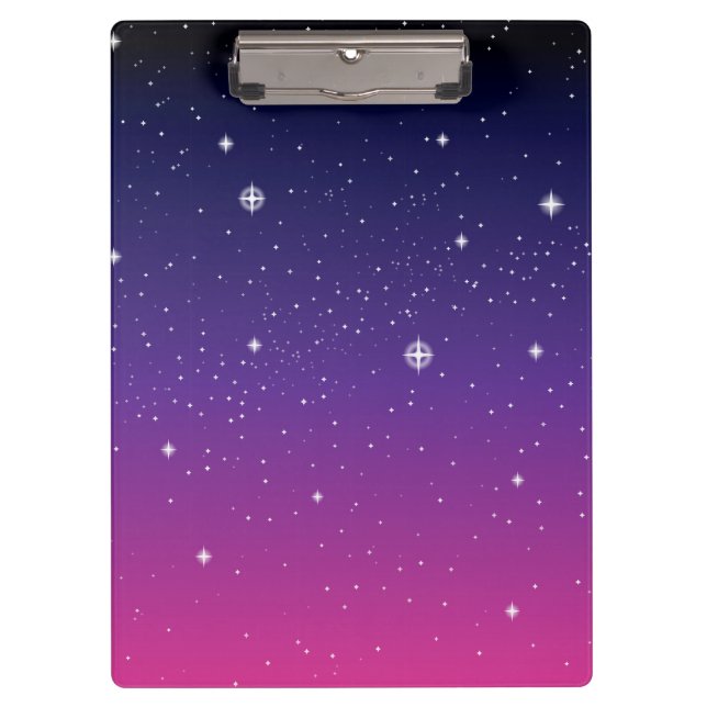 Dark Lila Starry Night Sky Klemmbrett (Vorderseite)