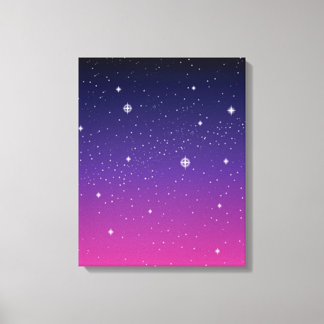 Dark Lila Starry Night Sky Leinwanddruck (Vorderseite)