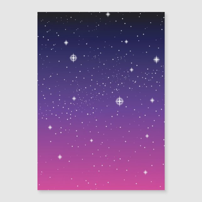 Dark Lila Starry Night Sky Magnetkarte (Vorderseite)