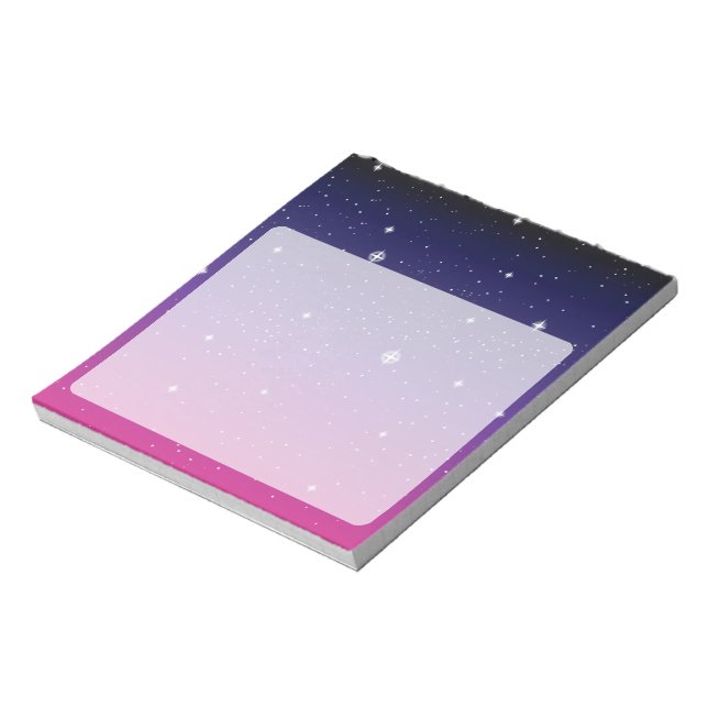 Dark Lila Starry Night Sky Notizblock (Rotiert)