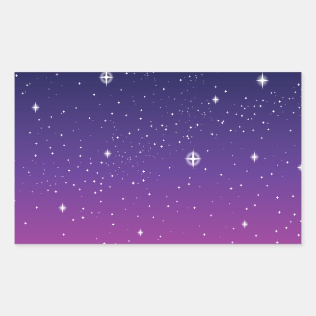 Dark Lila Starry Night Sky Rechteckiger Aufkleber (Vorderseite)