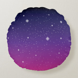 Dark Lila Starry Night Sky Rundes Kissen