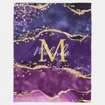 Dark Lila und Gold Glitzer Sequins Agate