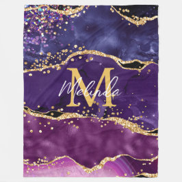 Dark Lila und Gold Glitzer Sequins Agate Fleecedecke