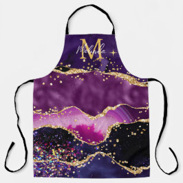 Dark Lila und Gold Glitzer Sequins Agate Schürze