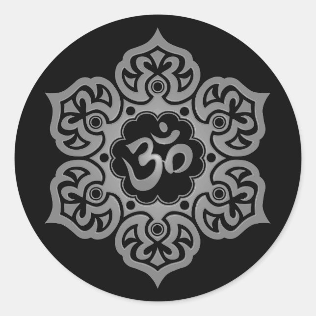 Dark Lotus Blume Om Runder Aufkleber (Vorderseite)