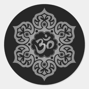 Dark Lotus Blume Om Runder Aufkleber