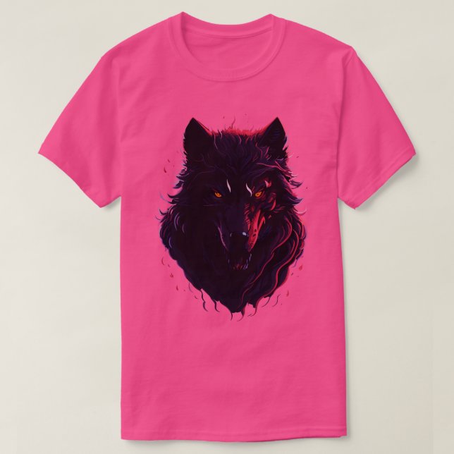 Dark Magic Fantasy Intricated Wolf Face T Design i T-Shirt (Design vorne)
