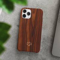 Dark Mahogany Wood Texture, Monogram