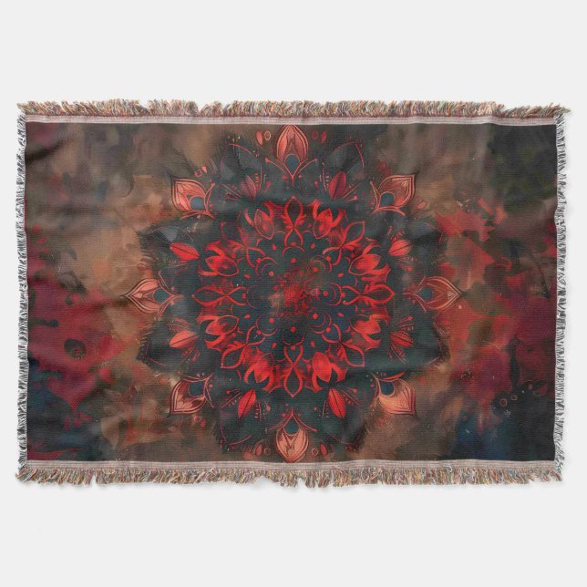Dark Mandala - Boho Gothic-Geschenk Decke (Vorderseite)