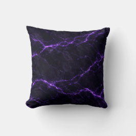 Dark Marble Throw Pillow with Violet Veins Kissen