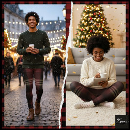 Dark Maroon Black Heavy Flannel Plaid Leggings