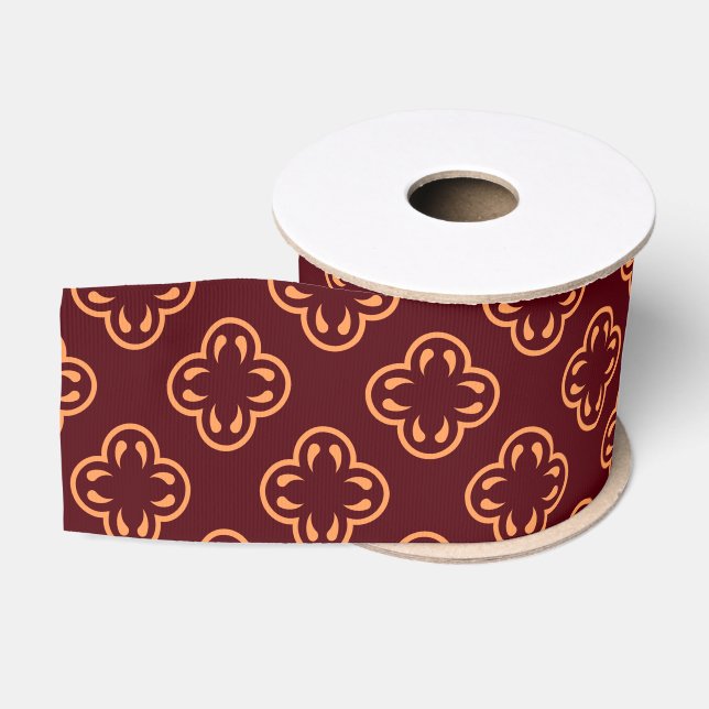 Dark Maroon Floral Nahtloses Muster Ripsband (Spule)