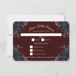 Dark Maroon Mauve Gothic Elegant Wedding Einladung