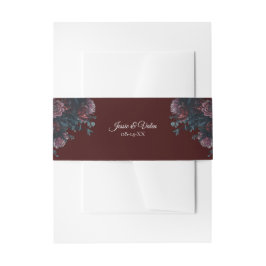 Dark Maroon Mauve Gothic Elegant Wedding Einladungsbanderole