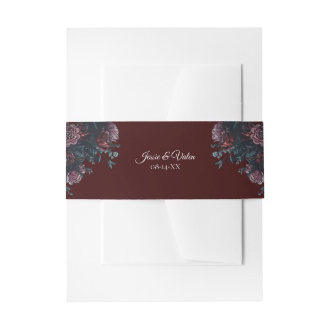 Dark Maroon Mauve Gothic Elegant Wedding Einladungsbanderole (Vorderseite Beispiel)