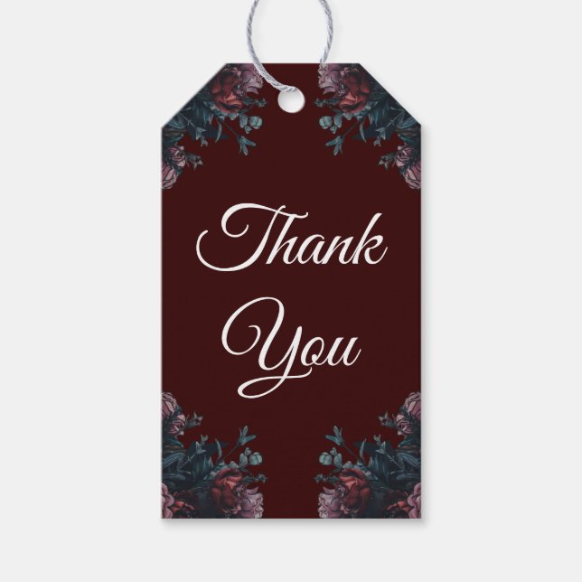 Dark Maroon Mauve Gothic Elegant Wedding Geschenkanhänger (Vorderseite)