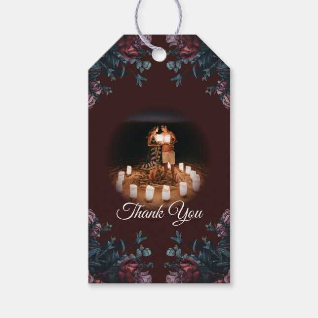 Dark Maroon Mauve Gothic Elegant Wedding Geschenkanhänger (Vorderseite)