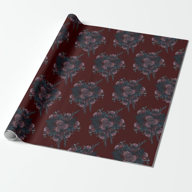 Dark Maroon Mauve Gothic Elegant Wedding Geschenkpapier (Ungerollt)