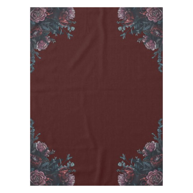 Dark Maroon Mauve Gothic Elegant Wedding Tischdecke (Vorderseite)