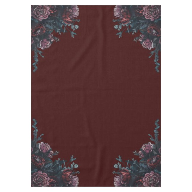 Dark Maroon Mauve Gothic Elegant Wedding Tischdecke (Vorderseite)