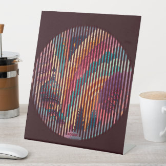 Dark Maroon Striped Pedestal Sign – Customizable Sockelschild