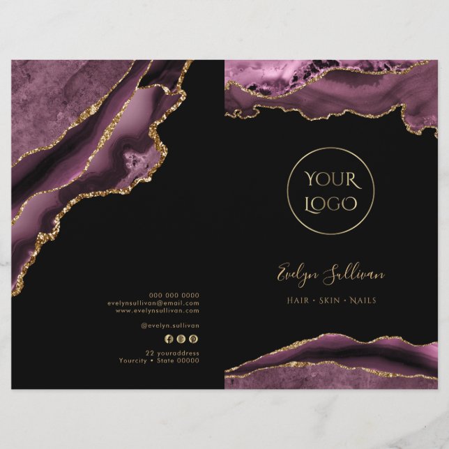 Dark mauve agate Service-Menü-Broschüre (Vorderseite)