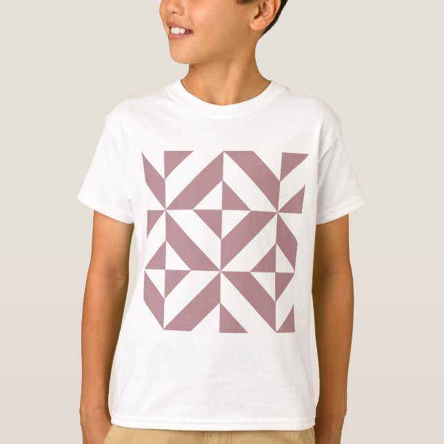 Dark Mauve Geometric Deko Cube Pattern T-Shirt (Vorderseite)