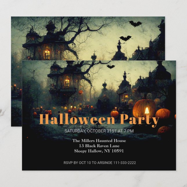 Dark Medieval Halloween-Party Einladung (Vorne/Hinten)