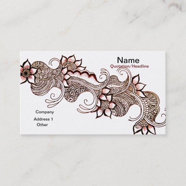 Dark Mehndi Business Card Visitenkarte (Vorderseite)
