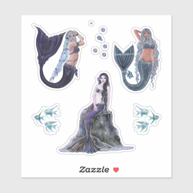 Dark Mermaid Art von Renee Lavoie Aufkleber (Blatt)