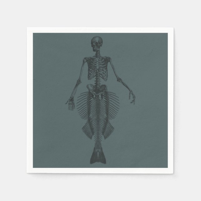 Dark Mermaid Skeleton Halloween Serviette (Vorderseite)