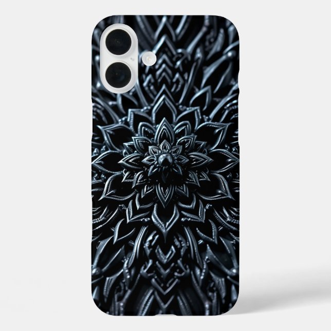 Dark Metallic Mandala iPhone 16 Plus Hülle (Rückseite)