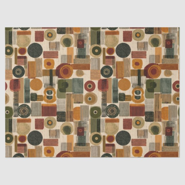 Dark Mid Century Geometric Pattern (2) Seidenpapier (Vorderseite)