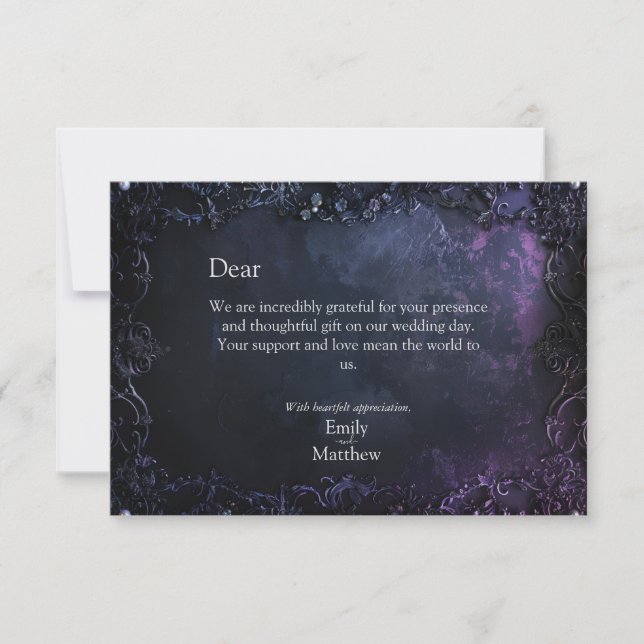Dark Midnight Gothic Elegance Dankeskarte (Vorderseite)