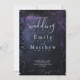 Dark Midnight Gothic Elegance Wedding Einladung