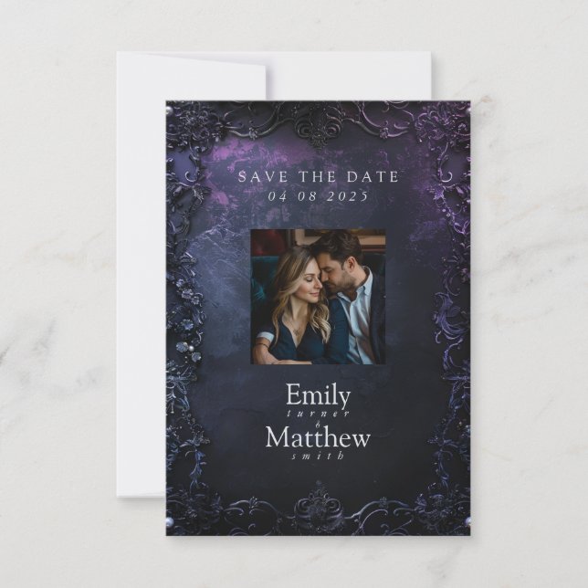 Dark Midnight Gothic Elegance Wedding Save The Date (Vorderseite)