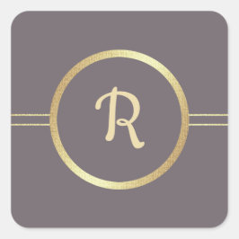 Dark Mocha | Gold Custom Monogram Wedding Quadratischer Aufkleber