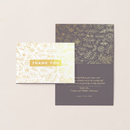 Dark Mocha Gold Floral Vielen Dank für Ihre Hochze Folienkarte