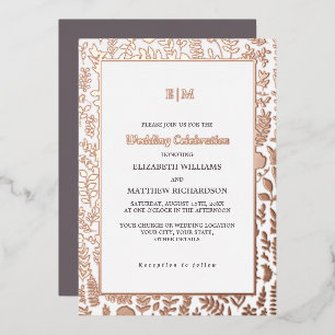 Dark Mocha   Rose Gold Luxury Wedding Folieneinladung