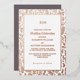 Dark Mocha | Rose Gold Luxury Wedding Real Folieneinladung