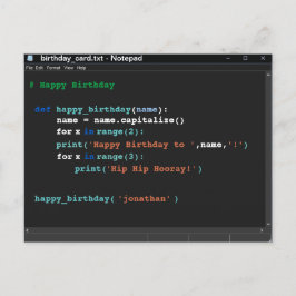 Dark Mode Notepad Computer-Programmierer des Gebur Postkarte